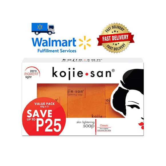 Kojie San Skin Brightening Soap - Original Kojic Acid Soap for Face & Body - Cosmetic Soap (3 x 65g Bars)