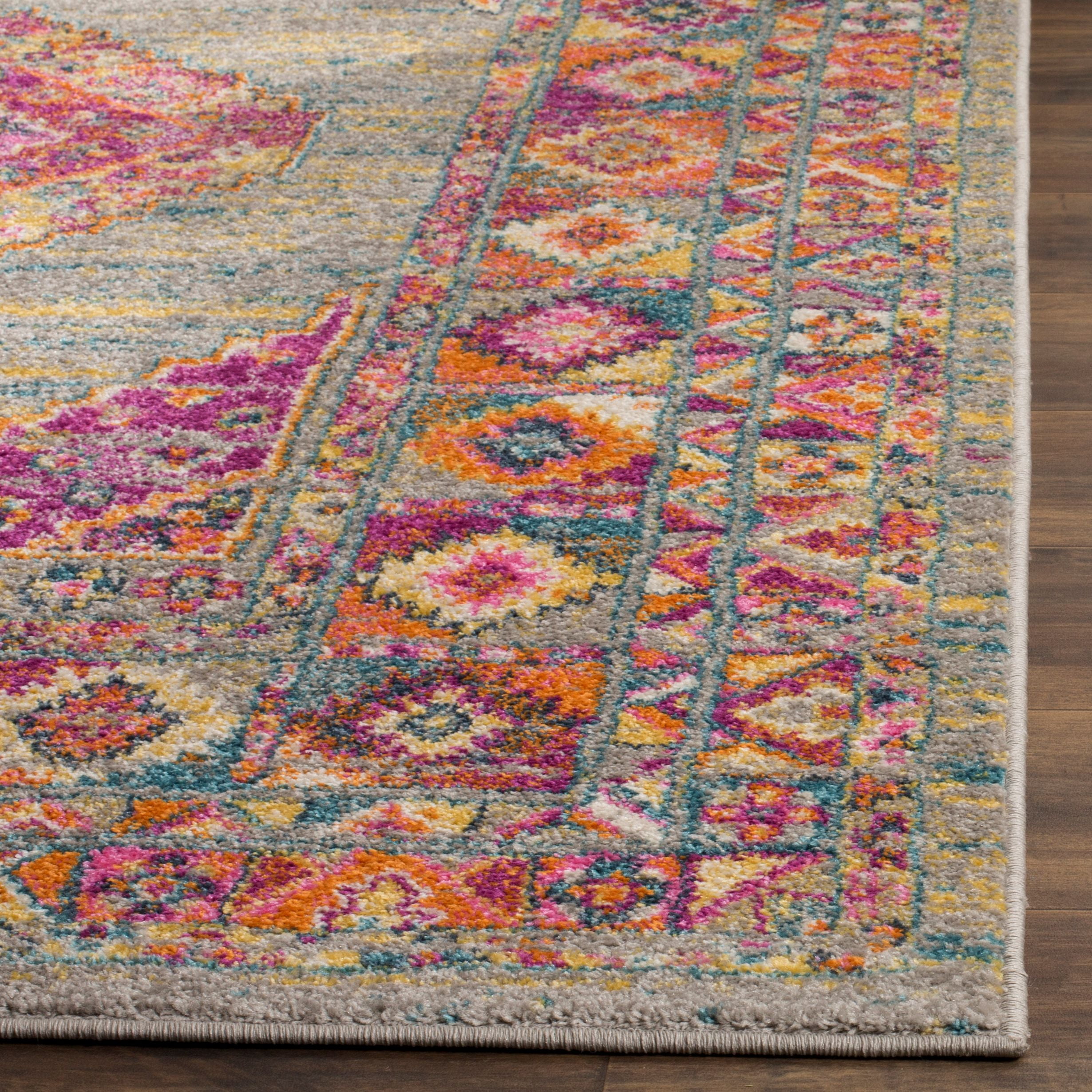 SAFAVIEH Madison Emmet Traditional Area Rug, Light Grey/Fuchsia, 10' x 14'
