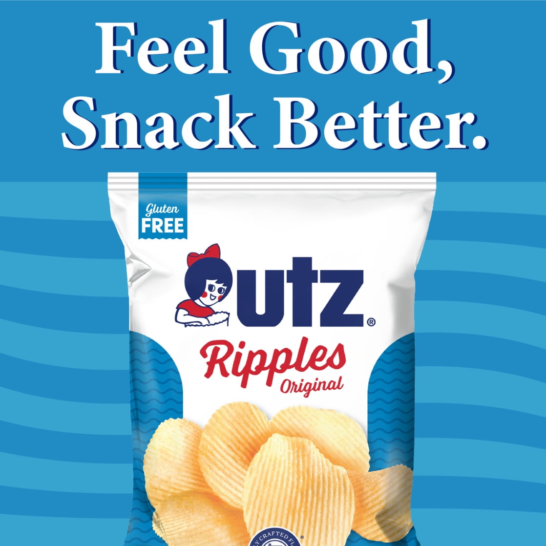 (3 pack) Utz Ripples Original Potato Chips, Gluten-Free, 12.5 oz Party Size Bag