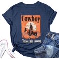 thumbnail image 2 of Hauts d'Été pour Femmes Chemise de Pyjama Blouse Cowboy Take Me Chemise pour Femmes Western Cowboy Vintage T-Shirts Graphiques Hauts Cheval pour Femmes, 2 of 4