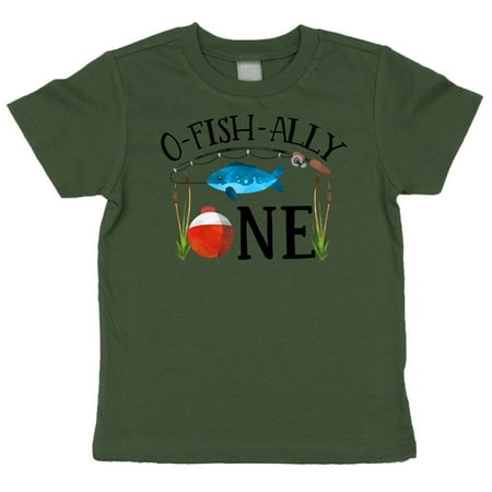 

O-Fish-Ally- ONE Boys 1st Birthday Shirt for Baby Boys First Birthday Outfit Military Green Short Sleeve Shirt