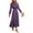 Dark Purple, variant on PRETTYGARDEN Women's Spring Fall Midi Dress Casual Long Sleeve V Neck Swiss Dot Pleated A Line Flowy Dresses