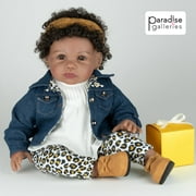 Paradise Galleries African American Black Reborn Toddler Girl Doll - Surprise & Delight, 21 inches in SoftTouch Vinyl, 8-Piece Doll Set