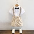thumbnail image 5 of WhouRiu Boys Formal Outfits Short Sleeve Dress Shirts Suspender Pants Sets Kids Summer Party Clothes, 5 of 5