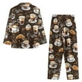 thumbnail image 3 of DISNIMO Women's Pajama Sets Coffee Printed 2 Piece Pj Lounge Sets with Pockets Long Sleeve Button Down Nightwear with Matching Pajama Pants Soft V Neck Loungewear Nightwear, 2XL, 3 of 7