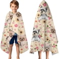 thumbnail image 3 of Yorkie with Pioneer Flower Hooded Bath Towel，60"x35" for Ages 3 To 12 Kids, Quick Dry Lightweight Soft Microfiber Hood Beach Towel Cover Up for Kids, 3 of 7