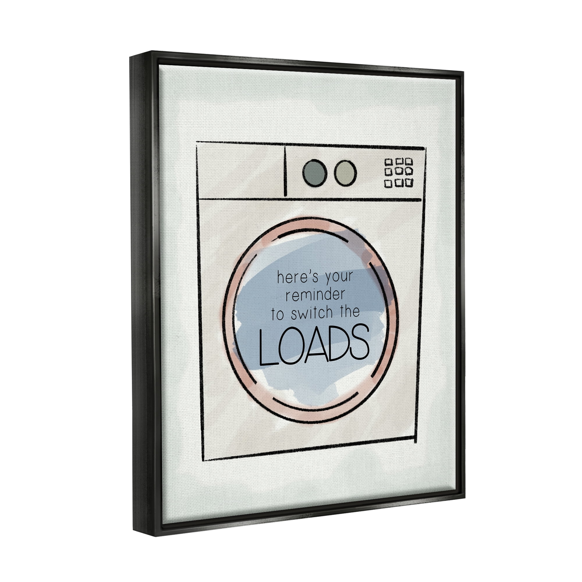 Stupell Industries Switch Laundry Loads Phrase Typography Painting Black Floater Framed Art Print Wall Art, 17 x 21