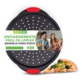 thumbnail image 1 of Charola para Pizza Antiadherente NutriChef, Bandeja Redonda de Acero al Carbono de 33cm con Agujeros para Corteza Crujiente, Mangos Ergonómicos, Segura para Horno y Lavavajillas, 1 of 6