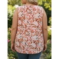 thumbnail image 2 of Cuteduck Women Tank Tops Plus Size Summer Floral Print Sleeveless Blouse Crew Neck Casual Basic Loose Fit Tank Tops Beach Vacation 1X-5X, 2 of 8