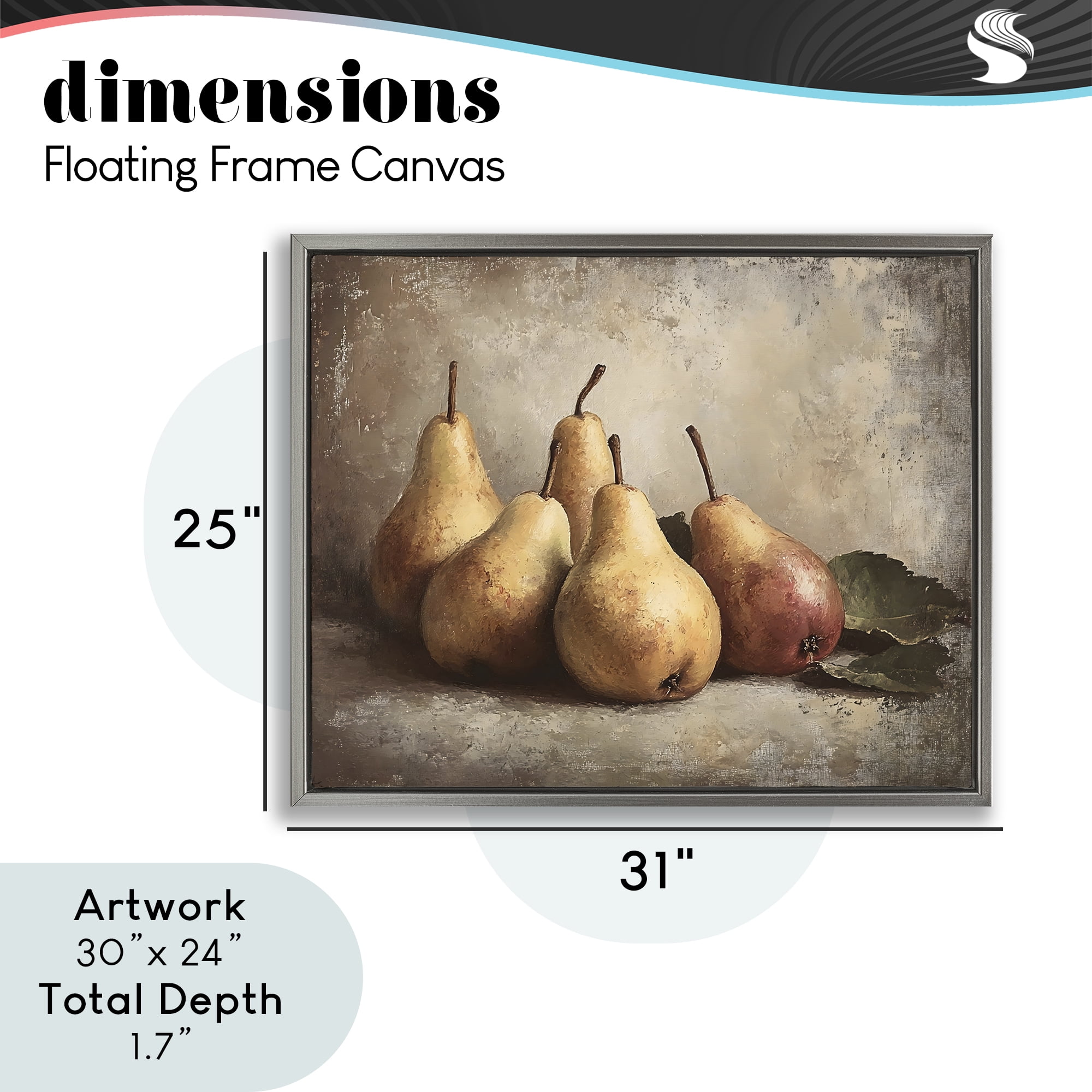 Stupell Industries Neutral Pear Still Life Gray Framed Floater Canvas Wall Art, design by Franklyn Gregory