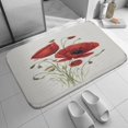 thumbnail image 2 of Front Door Mat - Indoor Outdoor Floor Doormat Entryway Welcome Mats - Entrance Shoe Scraper, Entry Inside Outside Garage,Coral Velvet Doormat, Poppy, Flower Printed, 20"x32", 2 of 8
