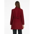thumbnail image 3 of DARING DIVA Women's Stand Collar Pea Double Breasted Trench Coats Burgundy XL, 3 of 6