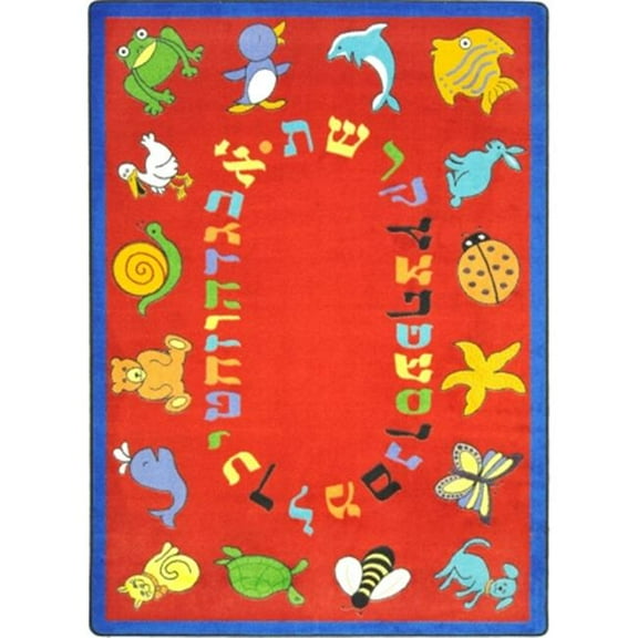 Kid Essentials ABC Animals Early Childhood Rectangle Rugs  02 Red - 7 ft. 8 in. x 10 ft. 9 in.