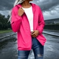 thumbnail image 2 of Womens Rain Jacket with Hood Raincoat Rainy Day Outfits Long Sleeve Tops Loose Fit Zip up Packable Plus Size Summer Outfits Lightweight Windbreaker,Hot Pink,S, 2 of 7