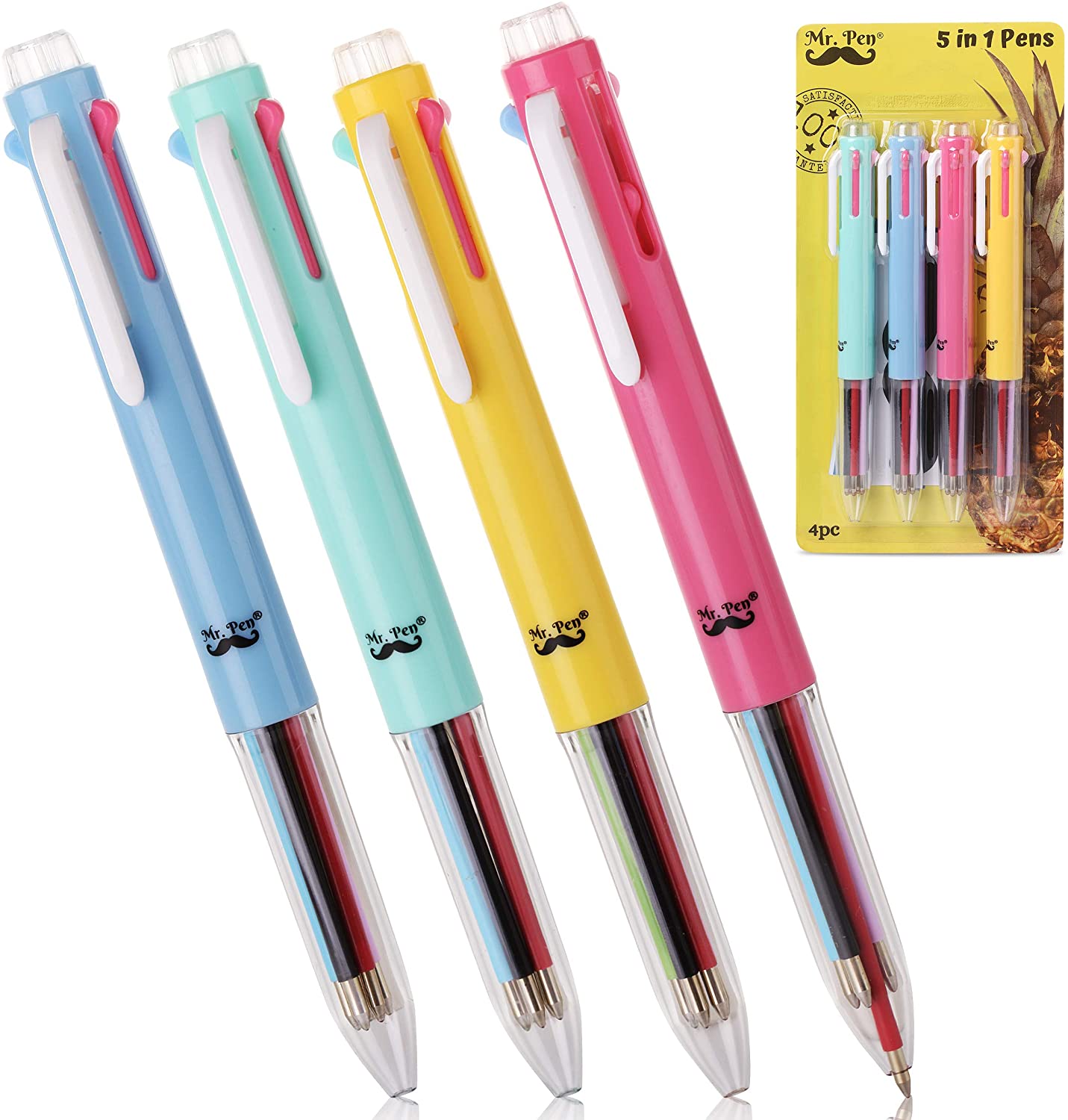 Mr. Pen- Multicolor Pens, Multicolor 5 in 1 Ballpoint Pens, 4 Pack 