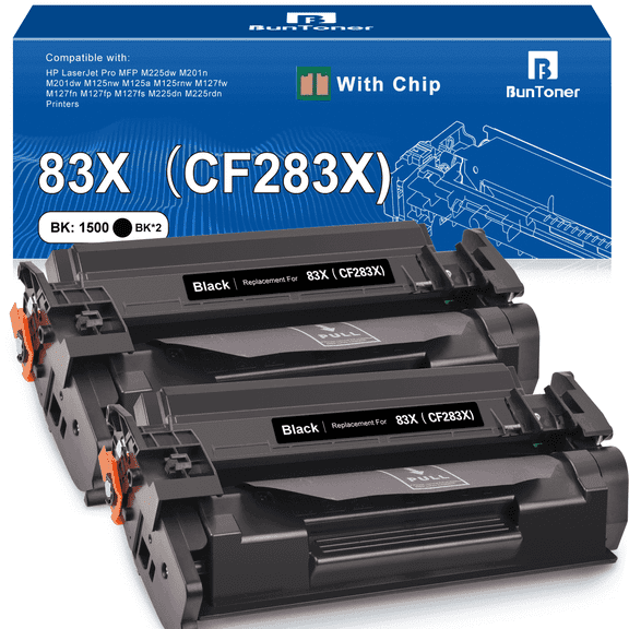 83A Black Toner Cartridge Compatible for HP 83X CF283X CF283A for Laserjet Pro MFP M127fw M225dw M127fn M125nw M201dw M225dn M201n M125a Printer (2 Black)