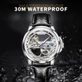 thumbnail image 3 of OLEVS Automatic Watches for Men Skeleton Black Leather Band Large Face Self Winding Mechanical Mens Dress Watches Waterproof Easy to Read Luminous Business Casual Mens Wrist Watches Reloj Para Hombre, 3 of 14