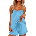 thumbnail image 5 of Jewelreauty Womens Soft Pajamas 2 Piece Satin Shorts Sets Camisole Sleeveless Summer Pjs Sleep Matching Outfits (S, Light Blue), 5 of 7