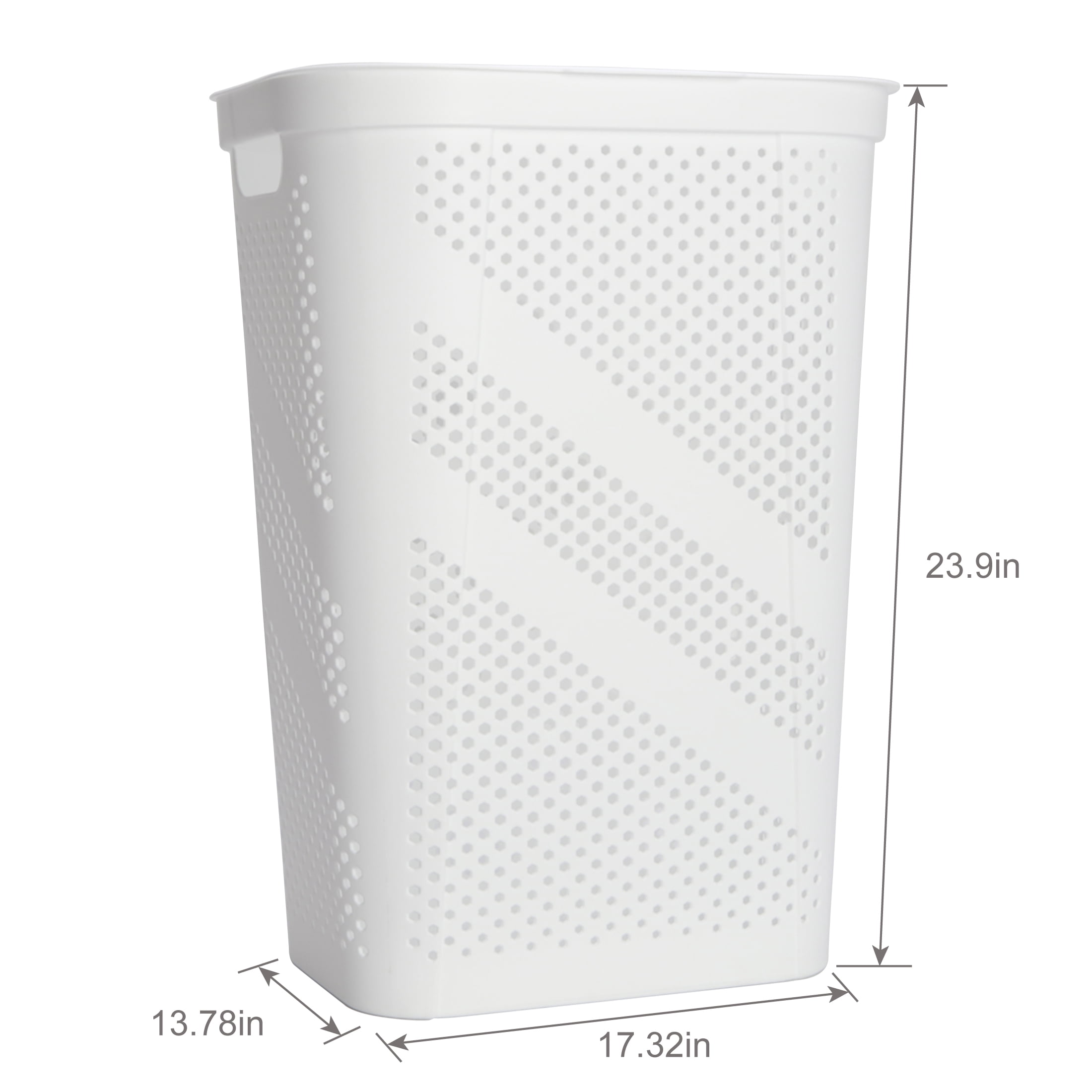 Mainstays 24" Plastic Hinged-Lid Rectangle Laundry Hamper, White, Adult