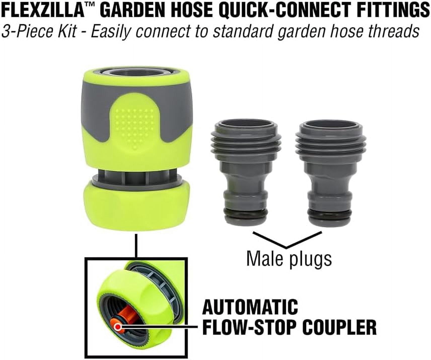 Flexzilla Garden Hose Quick-Connect Fittings, 3-Piece Coupler & Plug Kit