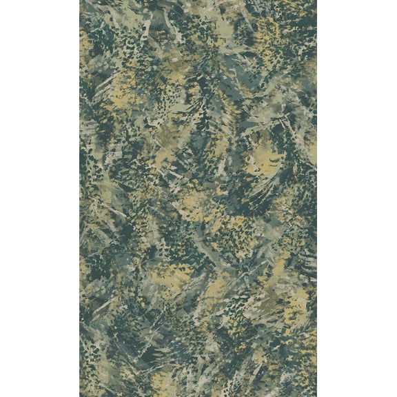 Teal Gold Feather Like Textured Abstract Wallpaper