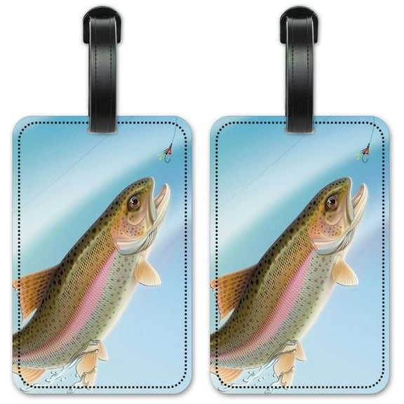 Leaping Fish (blue) - Luggage ID Tags / Suitcase Identification Cards - Set of 2