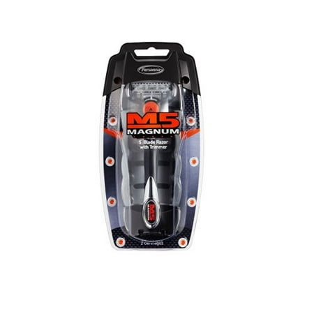 Forster Case Trimmer - M5 Magnum 5 Razor with Trimmer, 2 Refill Blades and Travel Case + 3 Count Eyebrow Trimmer