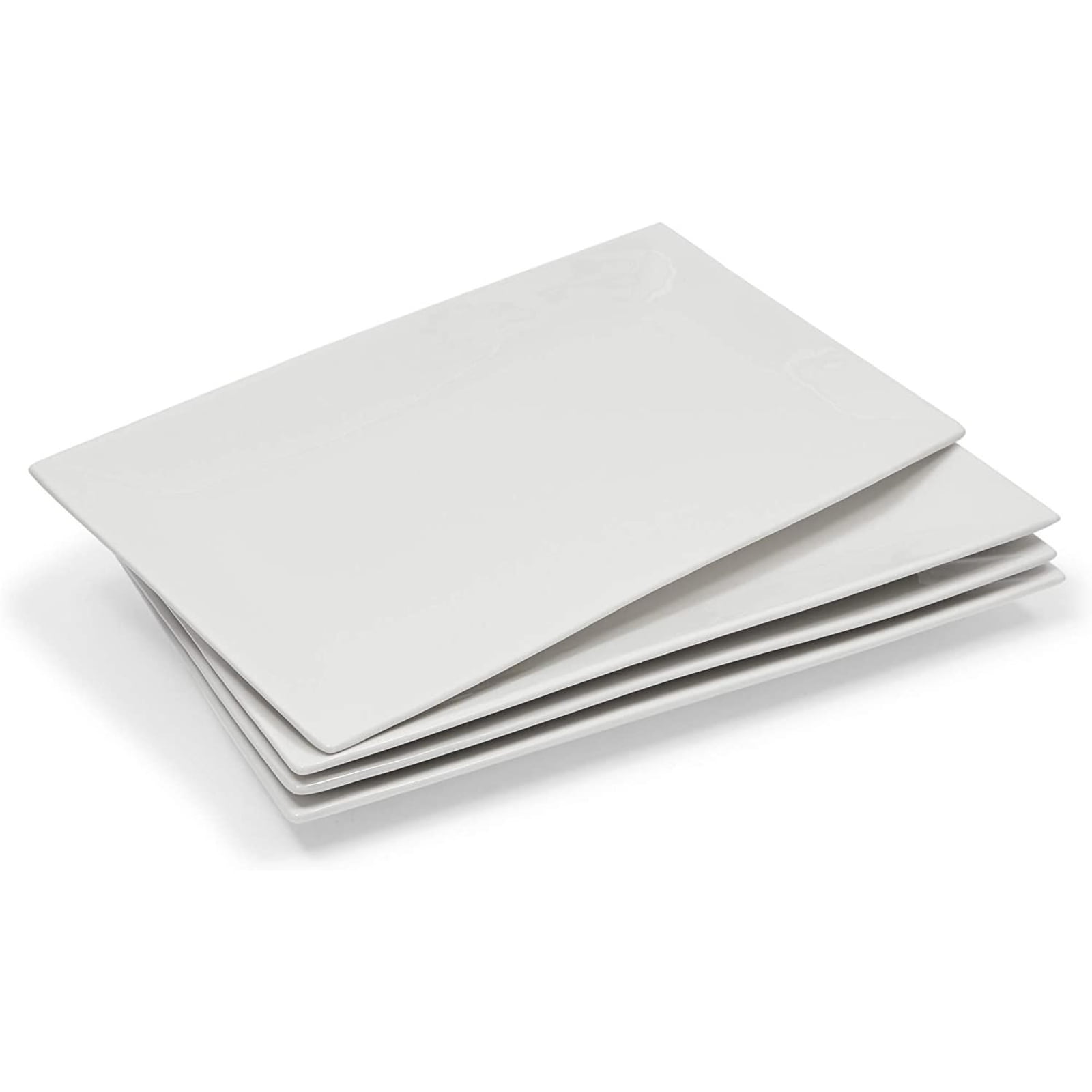 Natural White DOWAN Porcelain Serving Platters/Rectangular Plates 4 Packs