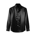 thumbnail image 4 of Spencer Mens Long Sleeve Plain Shirts Casual Dress Shirts Button Down Male Satin Blouses for Wedding Party Formal Business, Size S-2XL, 4 of 8