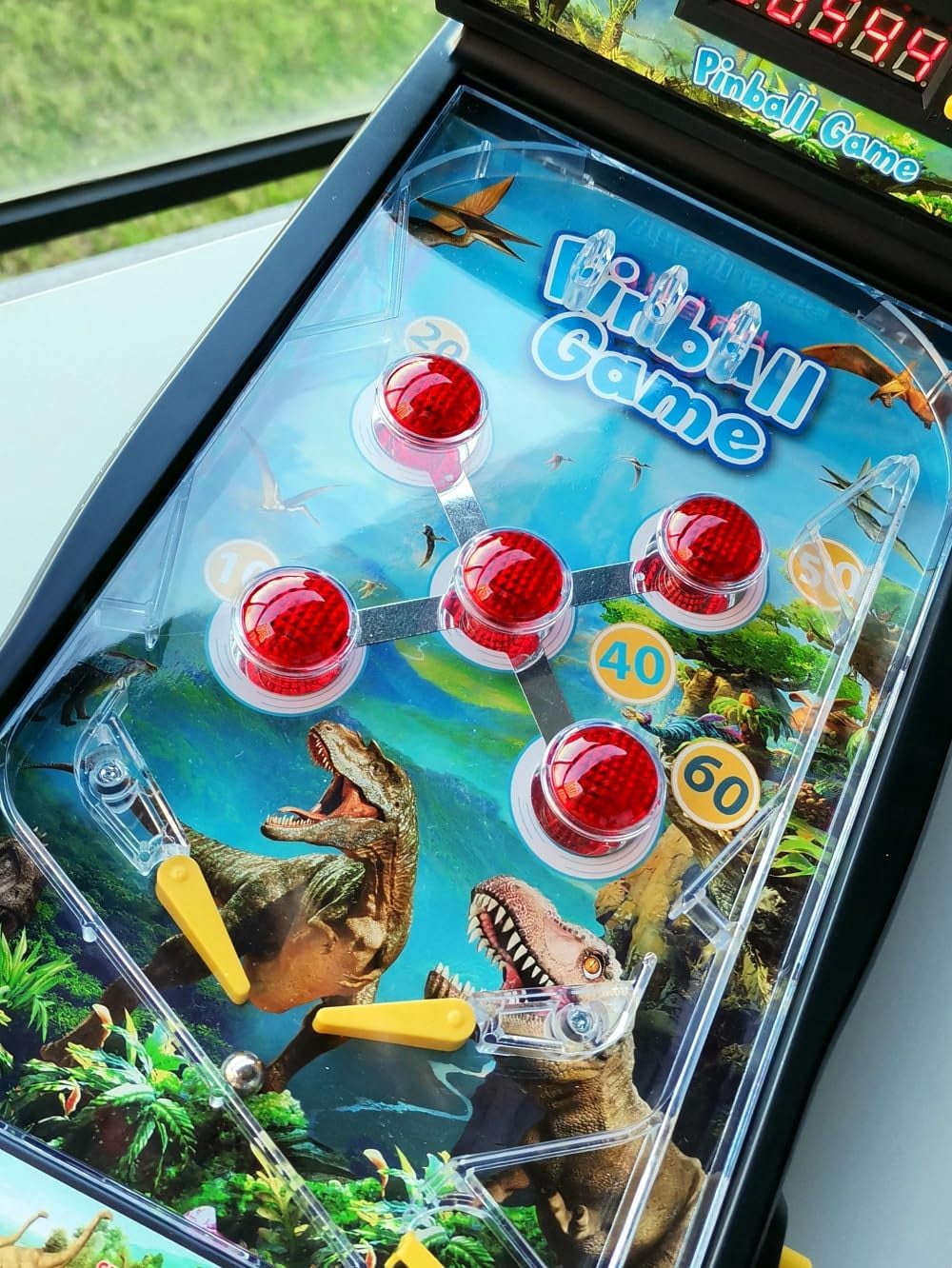 Dinosaur Electronic Pinball Game,Trisquirrel Tabletop Arcade Pinball Machine with Lights & Sounds Effects,LED Digital Scoreboard,Suitable for Kids & Adults,Age 8+