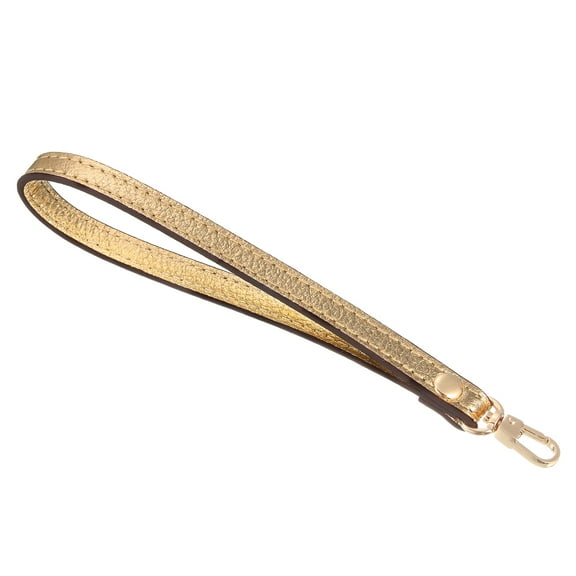 Leather Wristlet Strap, 7.48" Hand Wrist Lanyard Bag Key Chain (Bronze Gold)