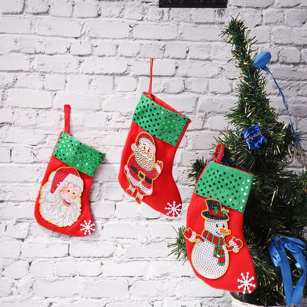 3 piezas de medias de Navidad colgantes colgantes Kit de pintura de diamante DIY (WZ004) Likrtyny Oficina Multiescena Multifunción
