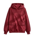 thumbnail image 3 of GobdXE Solid Girls Raglan Long Sleeve Hoodie Pullover Kids Dual Patch Pocket Hooded Sweatshirt Loose Casual Daily Fashion Top, 3 of 4