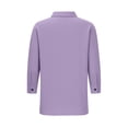 thumbnail image 4 of YFNNUP Women's Cotton Linen 3/4 Length Sleeve Shirts Button Down Lapel Collar Tshirt Dressy Work Tops Casual Business Blouses with Pockets Purple XL, 4 of 8