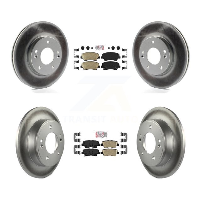 Transit Auto Front Rear Ceramic Pads and Coated Disc Brake Rotors Kit for Car Hyundai Elantra GT Kia Forte Veloster Forte5 Coupe Koup KGA-101546