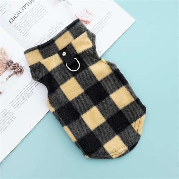 Pet Fleece Vest, Plaid Sherpa-Lined Sleeveless Jacket for Dogs & Cats, Warm Layer for Fall, Winter & Indoor Comfort.