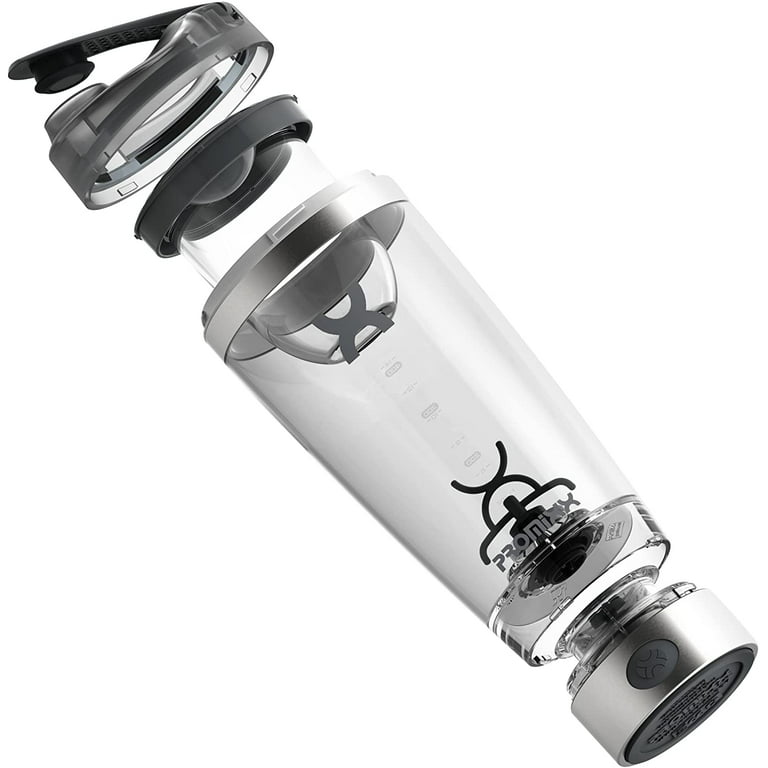 Promixx Original Shaker Bottle - Battery-Powered for Smooth Protein Shakes - BPA Free, 20oz Cup White/Gray