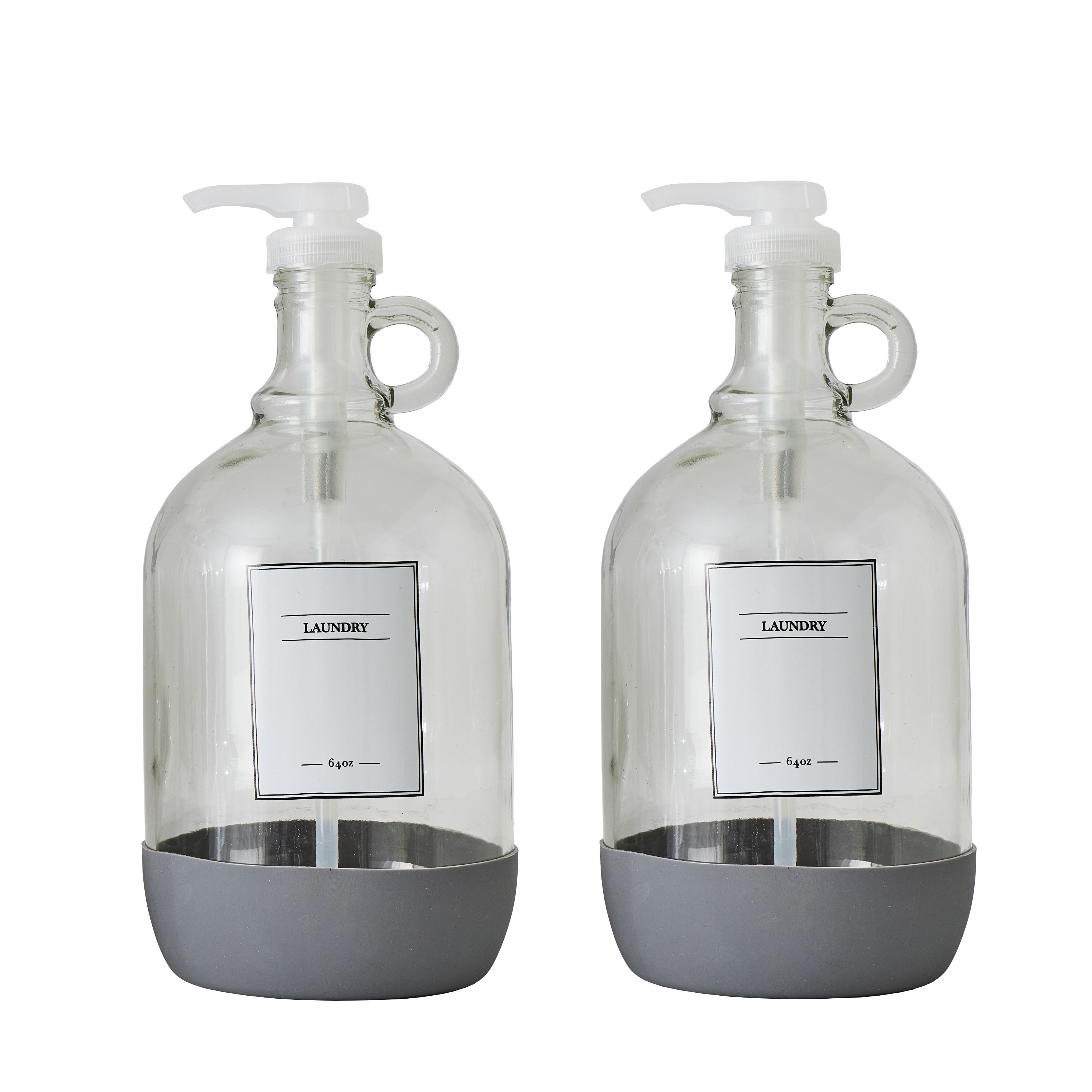 Better Homes & Gardens Laundry Detergent Dispenser Set with Tray and Measuring Cup, Clear & White, 128 oz, 2-Pack