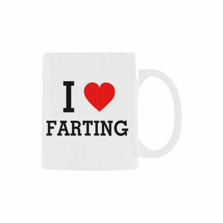 

SUNENAT Funny Saying Ceramic White Coffee Mugs 11 Fl Oz I Love Farting Funny Mugs Cups