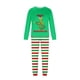 thumbnail image 4 of Moonsky Christmas Family Pajamas Matching Set Christmas Print Long Sleeve Green Tops and Red&Green&White Striped Pants Loungewear Soft Sleepwear#Men M, 4 of 4