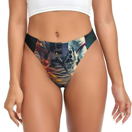 Sigee Astronaut Cosmic Rainbow for Women s G-String Sexy  Low Rise  Soft Lace Perfect for Special Occasions-Large