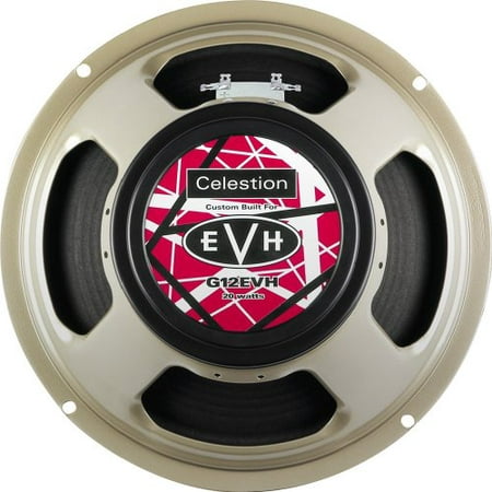 Celestion G12 EVH Guitar Speaker  8 Ohm Celestion T5658 G12 EVH 12  20-Watt 8-Ohm Guitar Speaker Celestion speakers are a staple of modern music. Starting in the 1960s  they helped define generations of guitar tone. The Celestion G12 EVH 12  guitar speaker gives you classic British tone with a warm body and distinctive growl. This is the same speaker that Eddie Van Halen uses in his personal gear. It was custom made to fit his need and specs. The 20W G12 EVH has a ceramic magnet that gives you fast response and a hot tone. The full low-end  creamy midrange  and chiming highs are perfect for rock  blues  and all other music styles. You ll love how responsive and articulate this speaker is. Put a classic rock speaker in your guitar amplifier  with the Celestion G12 EVH 12  guitar speaker! Product Highlights: A 12  guitar speaker with classic British sound Very responsive and articulate  will capture the nuances of your playing Great for all musical styles 20W 75Hz-5kHz 8 Ohms Product weight: 7.9lbs. Warranty: 5 years Our 30-day money back guarantee MFR # T5658