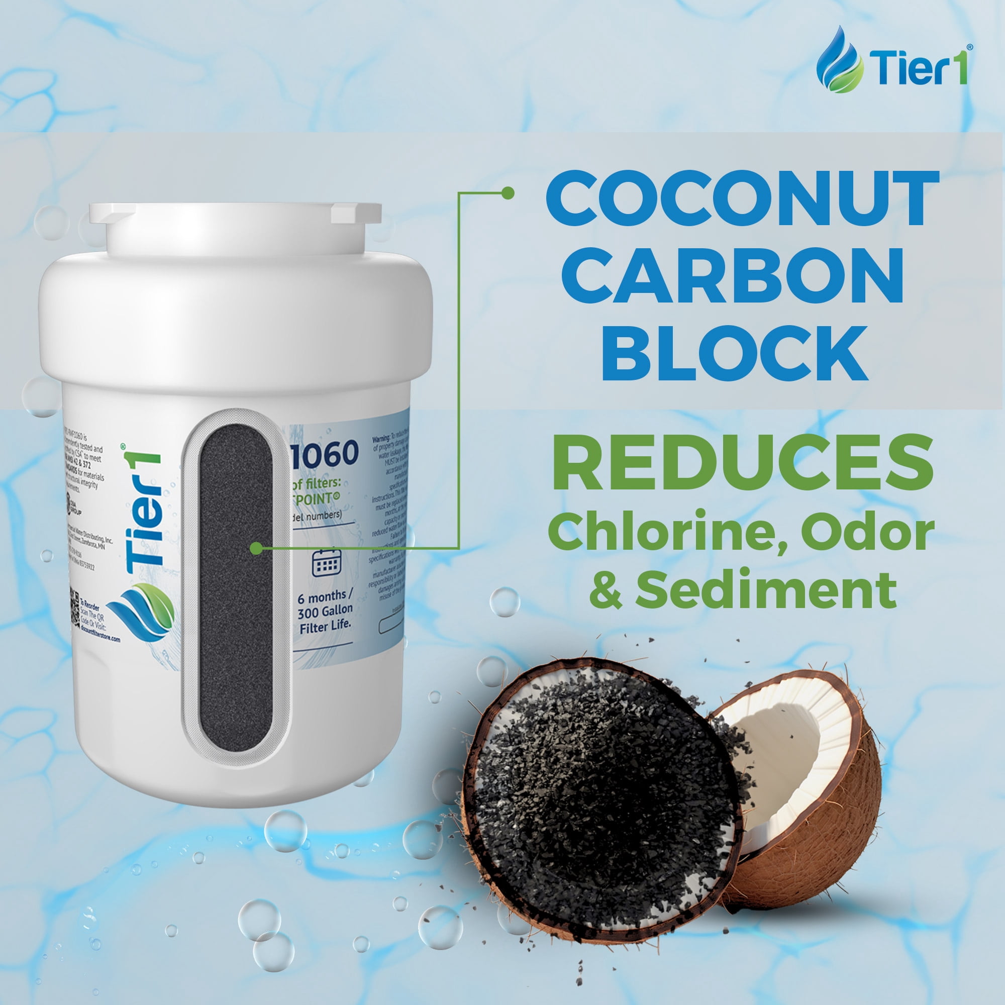 Tier1 MWF Refrigerator Water Filter 3-pk | Replacement for GE SmartWater MWFP, MWFA, GWF, GWFA, HWF, Kenmore 9991, 46-9991, 469991, WSG-1, WFC1201, Fridge Filter