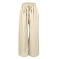 thumbnail image 5 of ORQ Casual Thin Summer Elastic Waist Cotton Linen Plain Women Trousers, 5 of 6