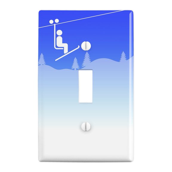 Skiing Ski Lift Symbol in Snow Plastic Wall Decor Toggle Light Switch Plate Cover