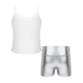 thumbnail image 2 of iiniim Kids Girls Jazz Latin Modern Hip Hop Dance Costume Sparkly Tank Top Camisole Vest Shirt with Shorts A Silver 12, 2 of 7
