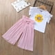 thumbnail image 2 of Conjunto de verano de girasoles para niña REDARER: camiseta de manga corta + pantalón fruncido de gasa, corte holgado con ribete de volante, talla 10-12 años, 2 of 5