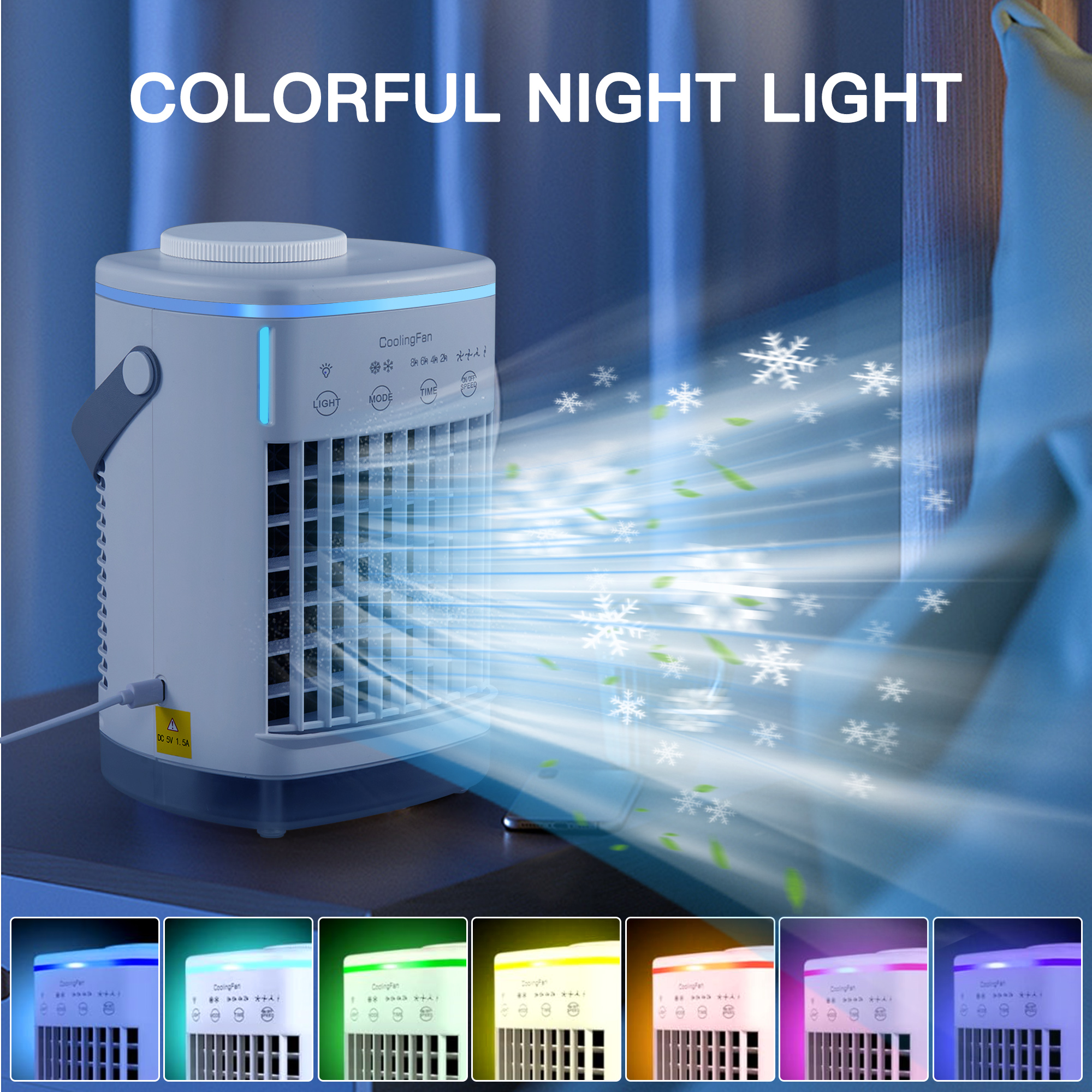 Uarter 3-in-1 Evaporative Air Cooler 4-Speed Portable Conditioner Cooling Fan 700ml Mini Humidifier