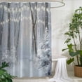 thumbnail image 2 of Xipuska Grey White Christmas Shower Curtain - Water Repellent Fabric Shower Curtains Washable, Xmas Tree Forest Snowflake Decorative Polyester Cloth Bathroom Curtains Modern Bath Decor 66"x72", 2 of 6
