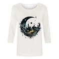 thumbnail image 5 of TSADFHJI Hauts de Noël Grande Taille Hauts à Manches 3/4 pour Femmes 2024 Mode Grande Taille F Chemises Formelles Décontractées T-Shirts Graphiques Col Rond S, 5 of 5